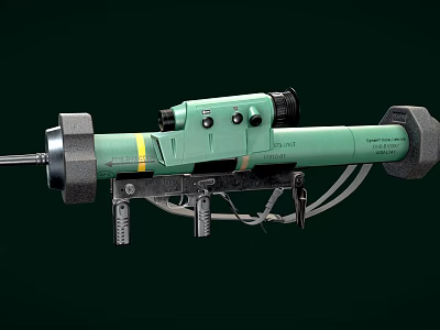 Green Military Rifle With Scope Barrel Grip And Yellow Stripe Details 3d model