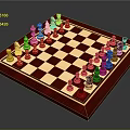 Classic Chessboard With Red And White Squares Red Border And Yellow And Red Pieces