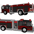 Red Fire Truck As Functional Emergency Vehicle With Siren Lights And Rescue Equipment