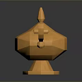 Orange Geometric Aladdin Lamp Combination With 3D Rendered Design Curved Spout And Stable Base