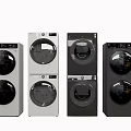 Modern Front Load Washing Machines In Four Colors White Black Gray And Silver
