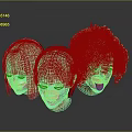 Three Character Head Models With Diverse Hairstyles And Hair Color Designs