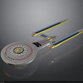 Spacecraft Model With Circular Body And Extended Solar Panels For Space Exploration