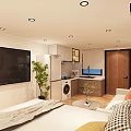 Modern Apartment Living Room With Sofa Coffee Table Plants And Wooden Flooring