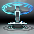 Futuristic Modern Tech Console With Blue Glowing Rings And Circular Platform 3d model