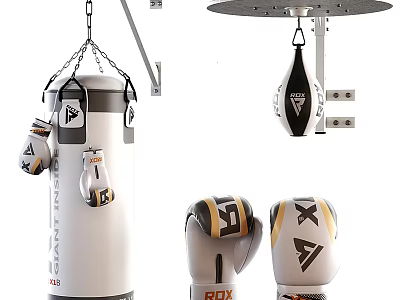 High Quality Boxing Sports Equipment With Punching Bag Gloves And Hanging Mount 3d model