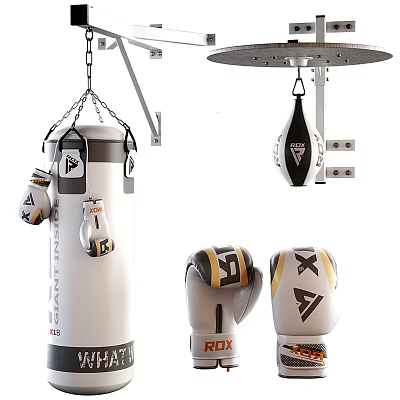 High Quality Boxing Sports Equipment With Punching Bag Gloves And Hanging Mount 3d model