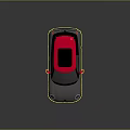 Compact Car with Gray Body Red Roof Red Side Mirrors Modern Design and Black Wheels