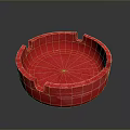 Red Circular Ashtray With Smooth Surface And Reflective Background Design