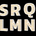 Stylish Wall Decor with Lighted Letters White Borders Yellow Bulbs on Black Background