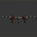 Vintage Military Aircraft Weapon with Twin Propellers Black and White Stripes and Star Insignia
