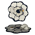 Floral Shaped Rugs With Decorative Bear And Cards At Home