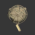 Golden Architectural Model with Spherical Top Intricate Design and Decorative Spires