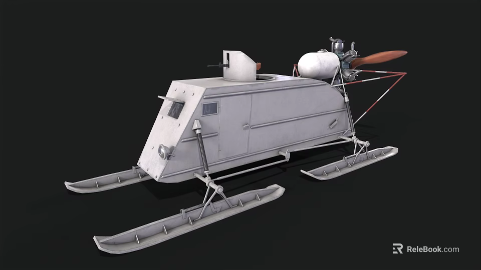 Industrial Design Snow Vehicle With Ski Base Propeller And Mechanical Structure 3d model 