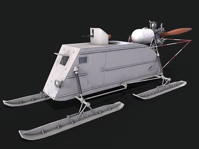 Industrial Design Snow Vehicle With Ski Base Propeller And Mechanical Structure 3d model