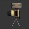 Vintage Style Digital Camera With Metal Wooden Structure And Tripod Stand
