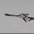 Modern Futuristic Tactical Weapon Design With Silver Black Yellow Accents And Scope