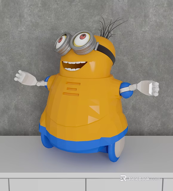 Minion Decorative Figurine Set With Yellow Body Blue Pants And Goggles 3d model 