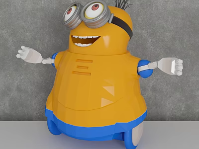 Minion Decorative Figurine Set With Yellow Body Blue Pants And Goggles 3d model