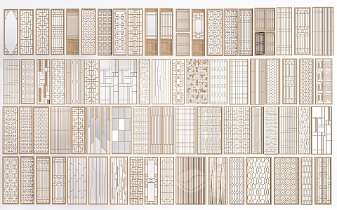 New Chinese style partition doors and windows wooden door lattice window 3d model