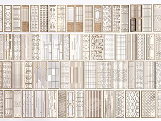 New Chinese style partition doors and windows wooden door lattice window 3d model