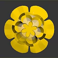 Golden Lotus Shaped Ornament With Transparent Sphere Center And Stand Base