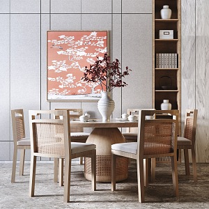 New Chinese Dining Table and Chair Combination 3d model