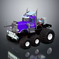 Purple Heavy Duty Truck Model Featuring Big Tires And Unique Design