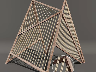 Climbing Frame Outdoor Amusement Equipment Wooden Frame 3d model