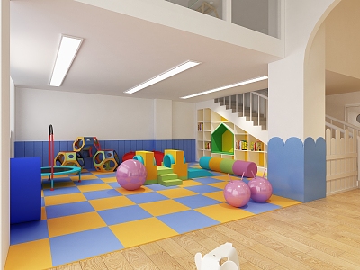 Modern kindergarten hall sensory system training room 3d model