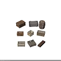 Rustic Wooden Storage Baskets with Various Designs and Different Shapes for Home 3d model