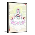 Traditional Chinese Figure Painting of Guanyin Sitting on Lotus with Halo and Clouds