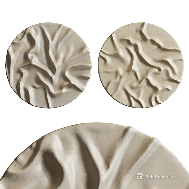 Beige Circular Decorative Objects With Wavy Textured Surface For Modern Interior 3d model