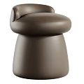 Elegant Upholstered Stool With Floral And Bird Pattern On Neutral Beige Fabric