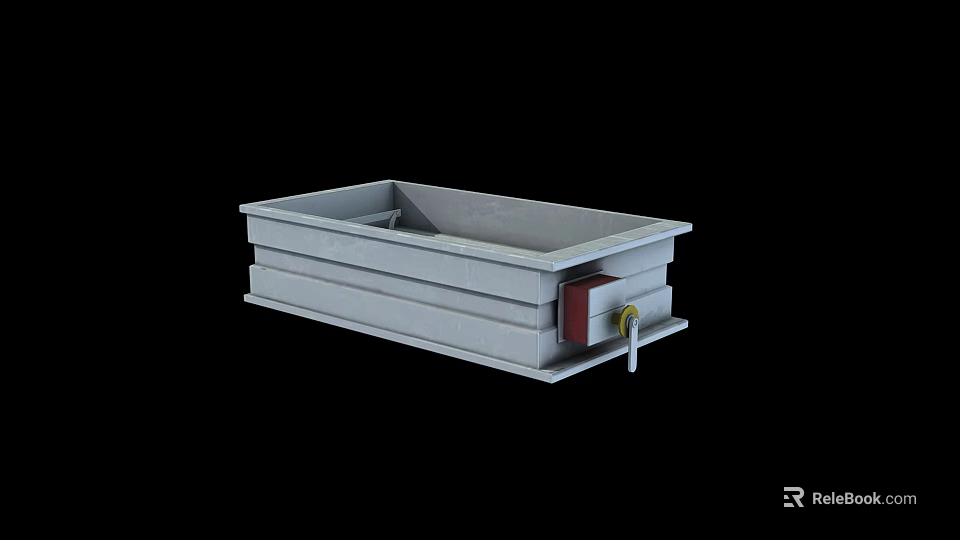 Industrial Metal Rectangular Tank With Multi layer Structure And Bottom Valve Connection 3d model