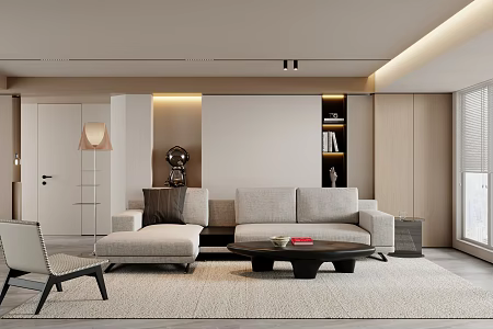 Modern Sofa Combination Coffee Table Carpet 3d model