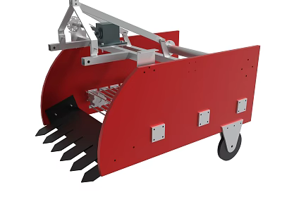 Heavy Duty Red Industrial Machinery With Metal Frame Black Tines And Wheels 3d model