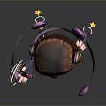 Cartoon Woman Character With Cat Ears Purple Outfit And Accessories