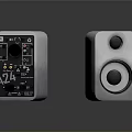 Modern Studio Monitor Speakers With Concrete Finish Control Panel And Dual Drivers