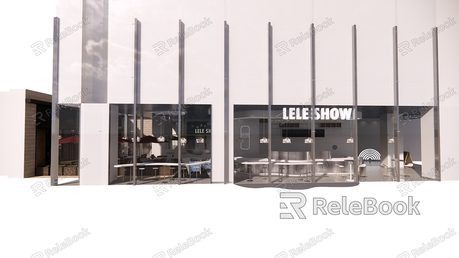 Modern Cafe Milk Tea Shop Restaurant Door Facade model