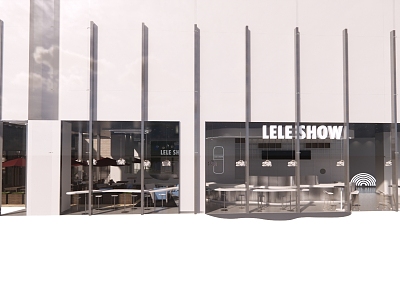 Modern Cafe Milk Tea Shop Restaurant Door Facade model