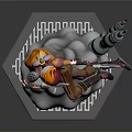Game Movie Character In Action Pose With Rocket Boots Cloud Base And Blue Light
