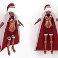Christmas Themed Clothing Set With Santa Hat Red Cape Golden Decorations And Boots