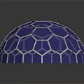 Purple Hexagonal Geometric Pattern Hemisphere With Shiny Reflective Surface Design