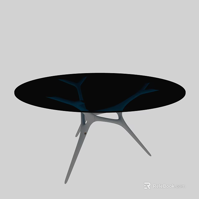 Functional Round Table with Black Tabletop Silver Branched Legs and Modern Design 3d model 