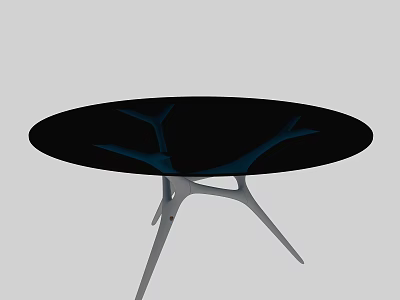 Functional Round Table with Black Tabletop Silver Branched Legs and Modern Design 3d model