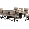 Modern Conference Table Setup With Comfortable Chairs And Laptop On Top 3d model