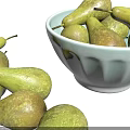 Pile of Fresh Pears and Light Blue Bowl Filled with Ripe Pears
