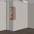 Modern White Wardrobe Interior With Open Storage Compartment Wooden Accents And Lighting