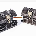 Wooden Treasure Chests with Skull Decorations Spiked Details and Chained Design